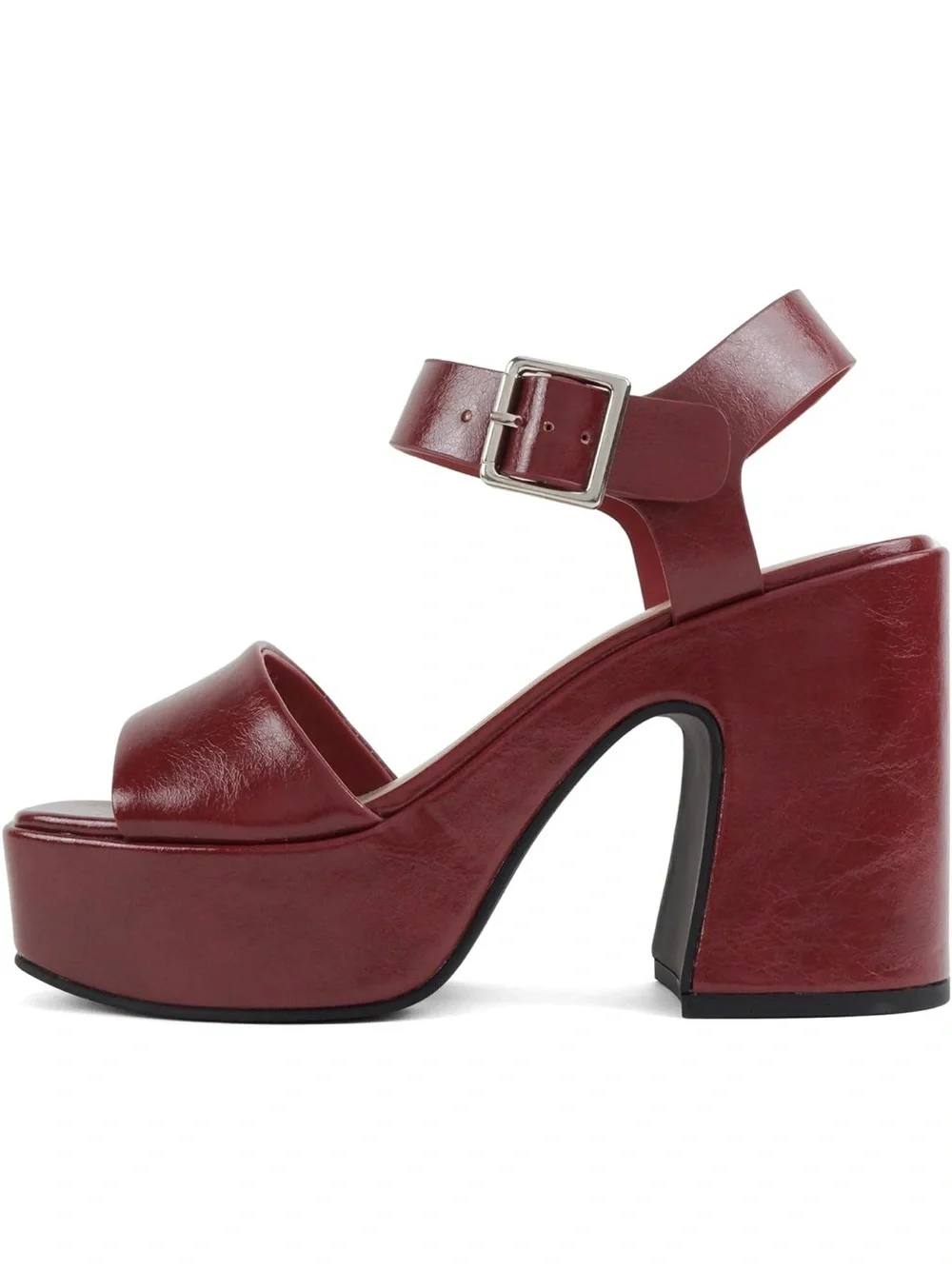 SODA Women's Burgundy Platform Block Heel Sandal size 7